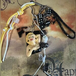 Marilyn Monroe inspired Purse Chain Junk chain Key Chain Figurine and Dice